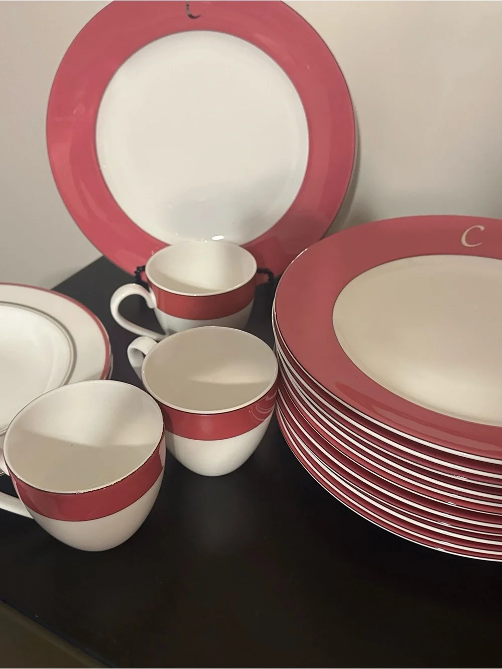 kate spade White Dinnerware Set with Pink Rim
